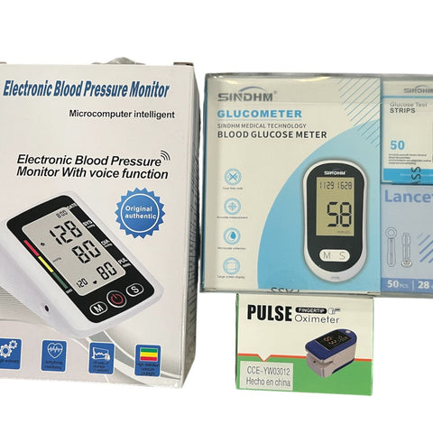 Combo Glucómetro Oxímetro Tensiómetro